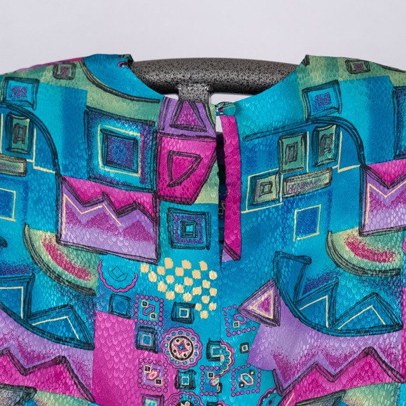 Vintage Jo Hardin Vibrant Multicolor Disco Art to Wear Top Made in USA Size 6 - Picture 5 of 6